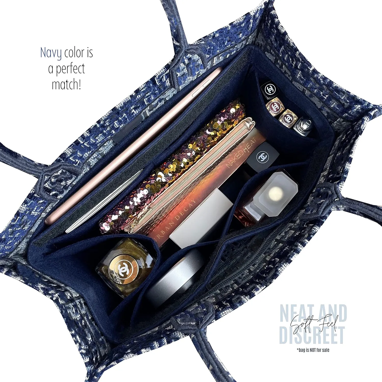 Insert for Book Tote Organizer Medium, Small Book Tote Organizer Insert Best Fit Detailed Size, Large Book Tote Bag Organizer Premium Felt Handmade (For Medium Book Tote, Bubblegum)