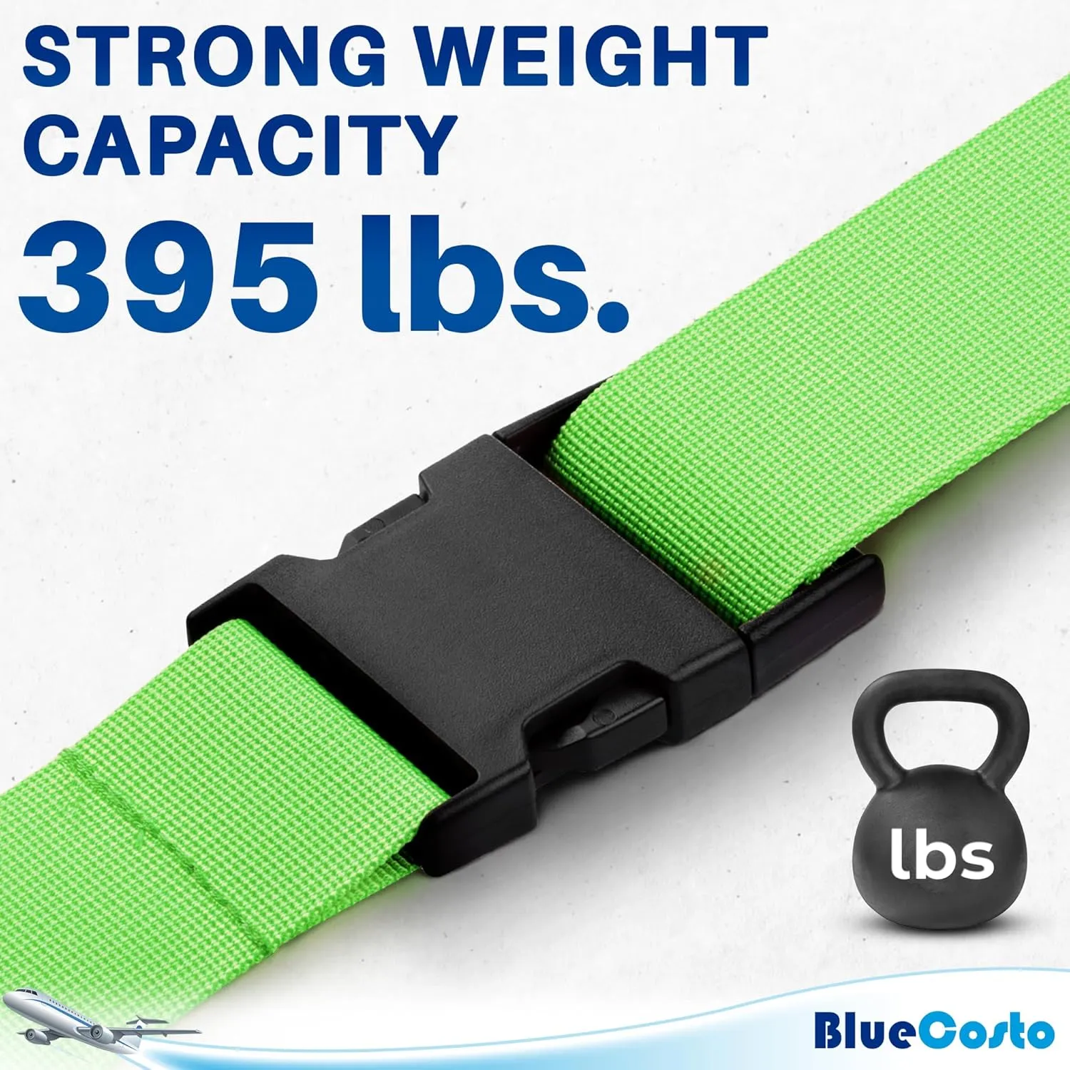 Luggage Straps for Suitcases - TSA Approved - Green, 4 PK - Premium Nylon Belts for Suitcase, Briefcase & Travel Bag - Adjustable Strap Length 46" - 78"
