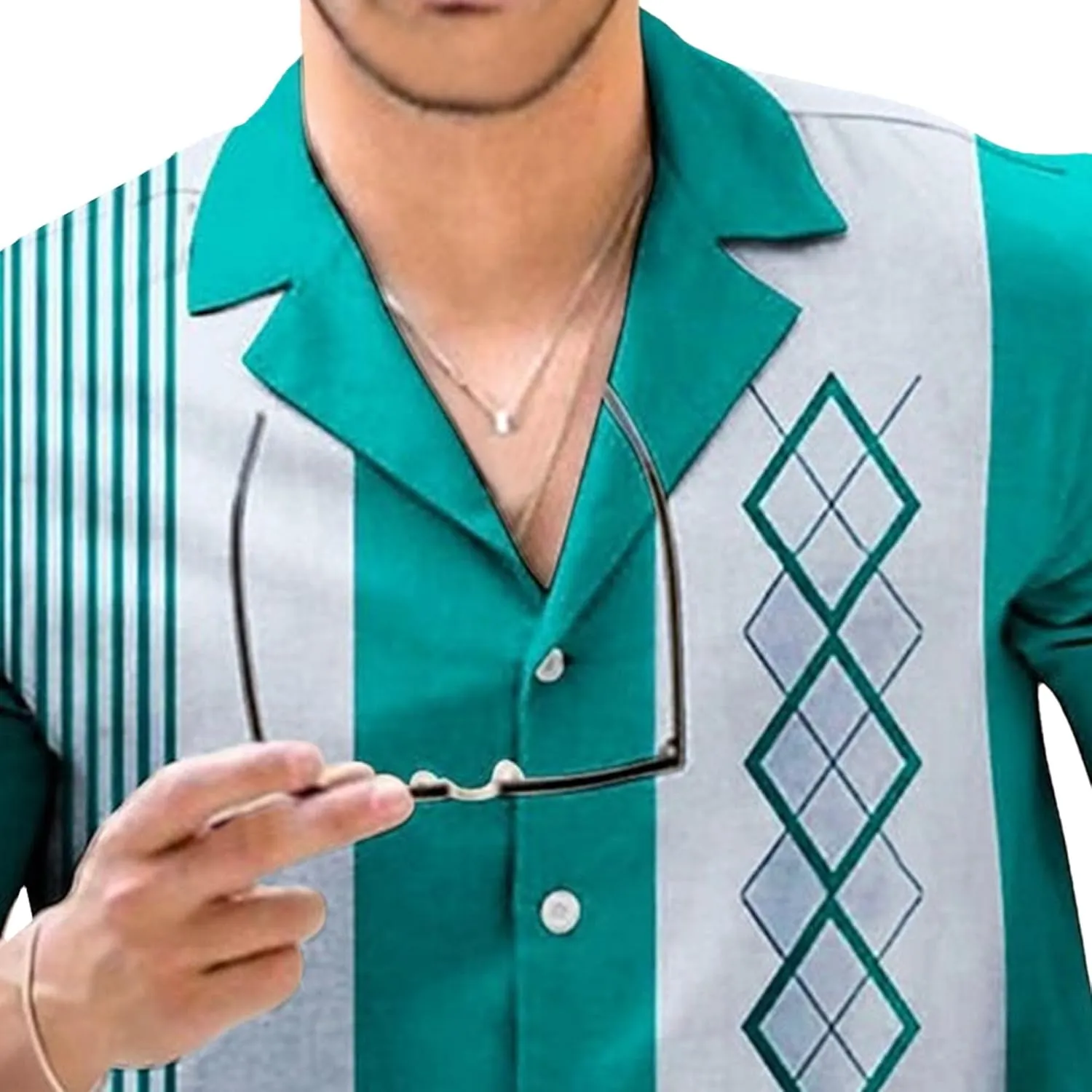 Men's Trendy Bowling Short Sleeve Shirts Male Vintage Casual Bowlings Shirt Casual Bowlings Shirt for Men
