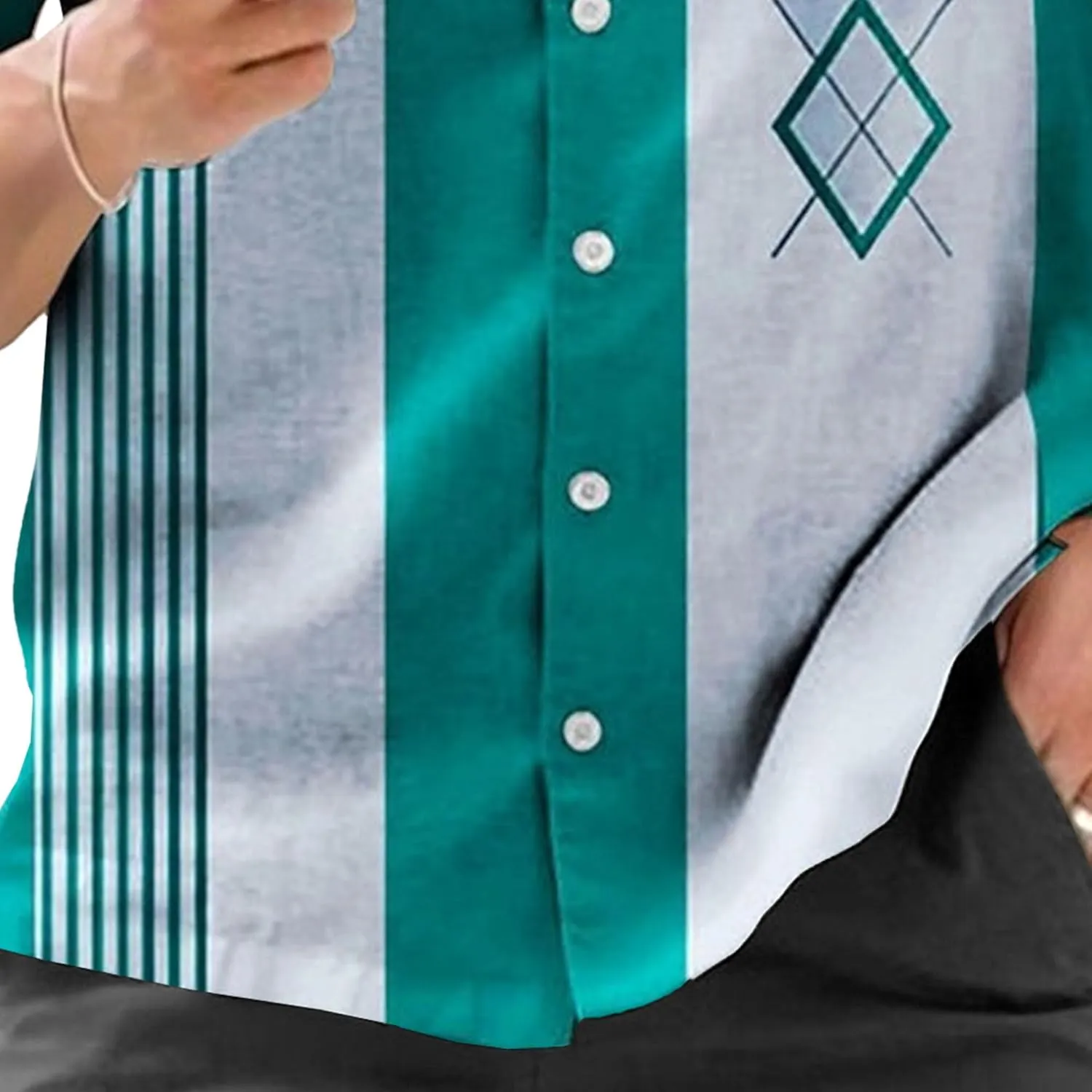 Men's Trendy Bowling Short Sleeve Shirts Male Vintage Casual Bowlings Shirt Casual Bowlings Shirt for Men