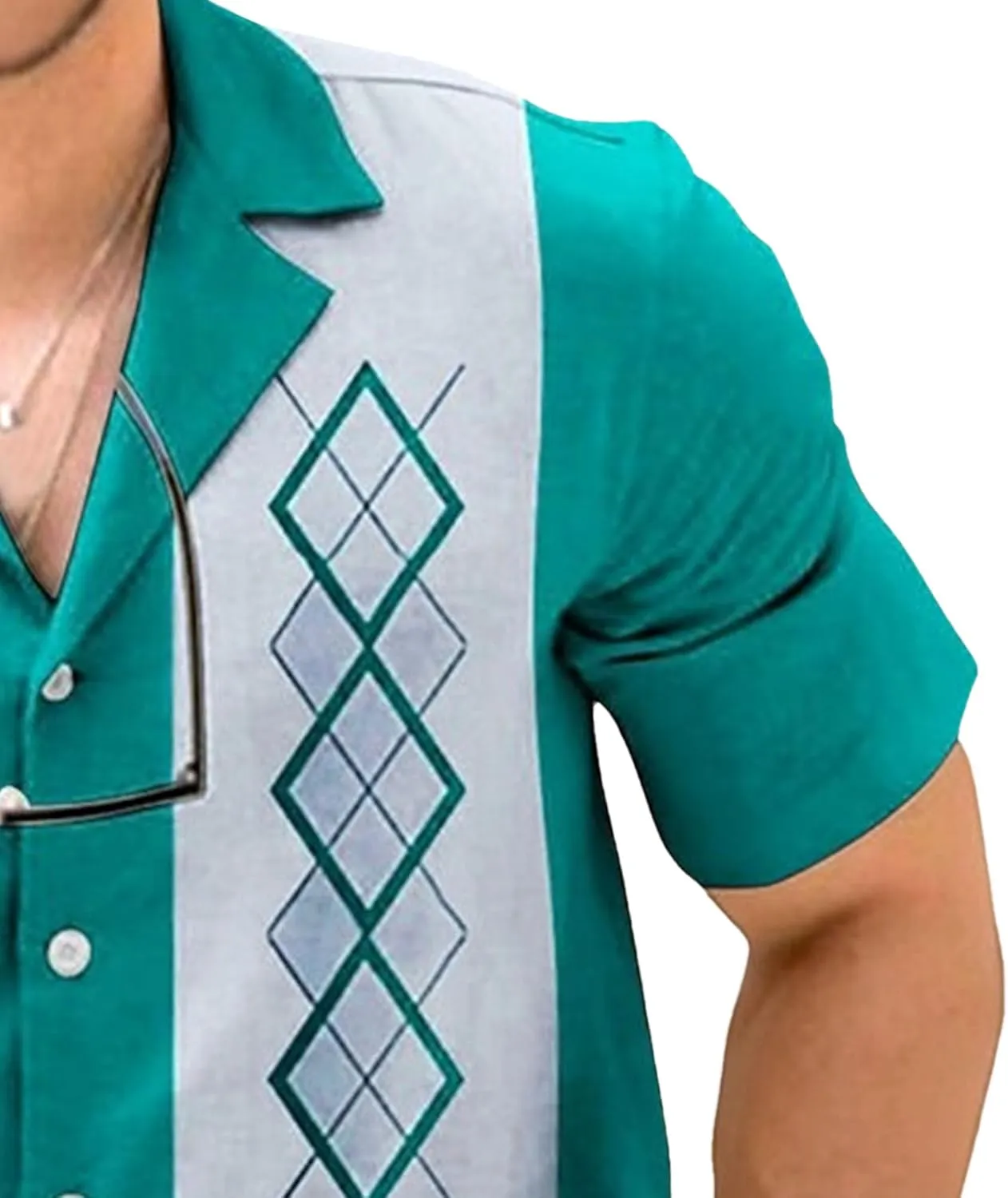 Men's Trendy Bowling Short Sleeve Shirts Male Vintage Casual Bowlings Shirt Casual Bowlings Shirt for Men