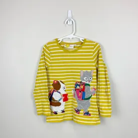 Mini Boden Front & Back T-shirt Yellow Ivory Animals 6-7