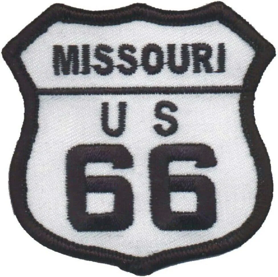 Missouri Route 66 Iron On Applique Patch, St. Louis, Springfield, Joplin, Rolla 2.5" - for Hats, Shirts, Shoes, Jeans, Cap, Jacket