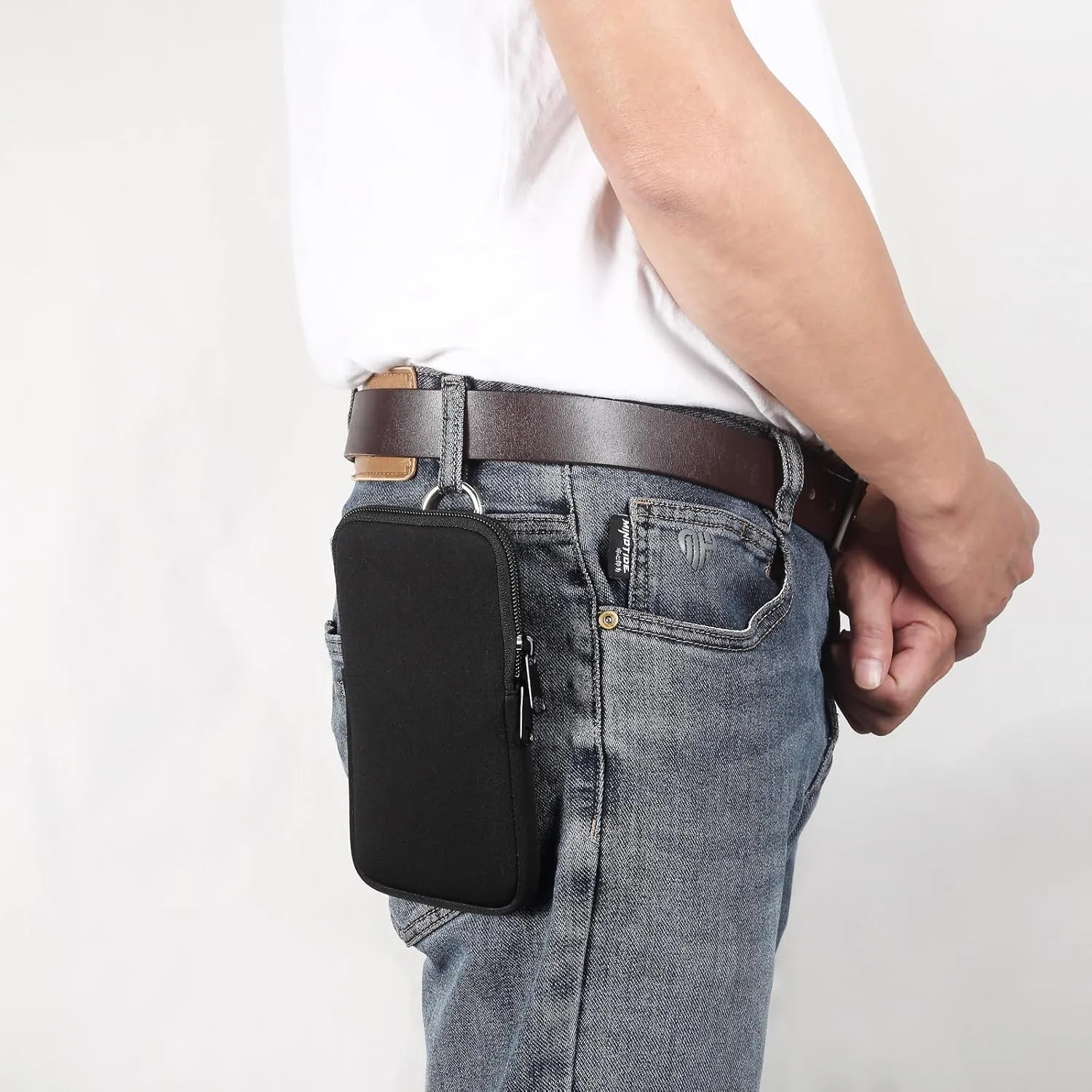 Neoprene Phone Sleeve Zipper Cell Phone Pouch Bag Belt Loop Case Compatible for Galaxy S25  S23 FE A55 A25 A15 / iPhone 16 Plus/Pixel 9 Pro 8a 8 / Motorola Edge/OnePlus Open/Xiaomi 14 Ultra