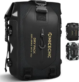 NICE CNC Waterproof Crash Bar Bag - 7L Universal Motorcycle Tail Bag with Shoulder Strap, 4 DIY Installation Positions, Black