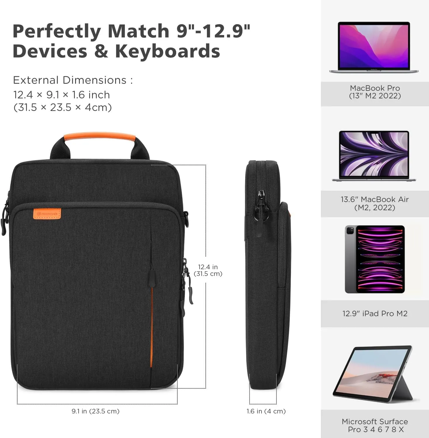 NIDOO Tablet Sleeve Bag for 13" iPad Pro Air M4 M3 Carrying Case, Laptop Shoulder Vertical Handbag for Surface Laptop Go 2 / Surface Pro X 8 9 7/13.6" 13" Macbook Air Pro 2025/13.4" Dell XPS 13