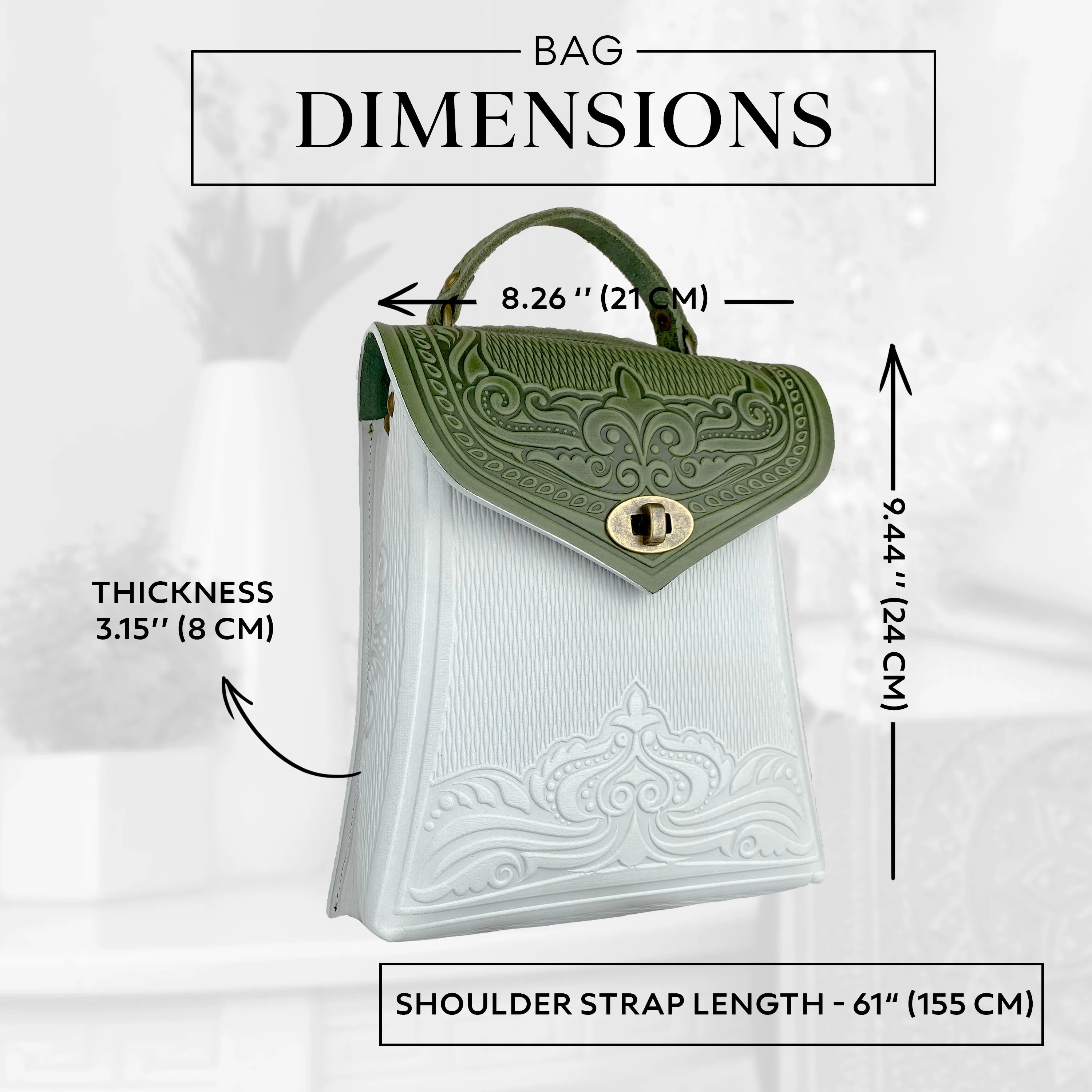 Olive&White Leather Backpack Handmade