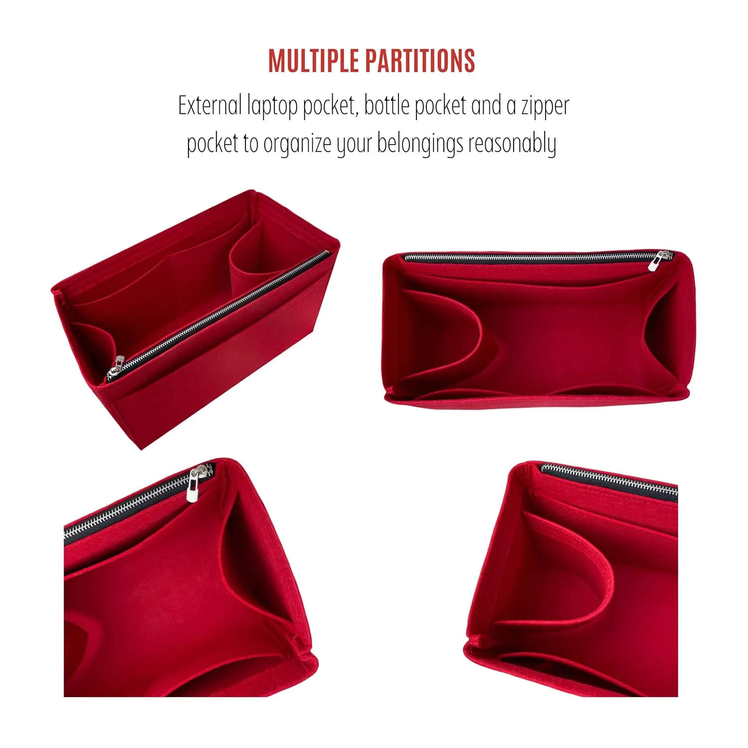 Ophidia GG Medium Tote Bag Organizer, Ophidia GG Large Tote Bag Organizer, Handmade 3mm Premium Felt Snug Sturdy Gold Zipper (For Ophidia Medium Tote, Bubblegum)