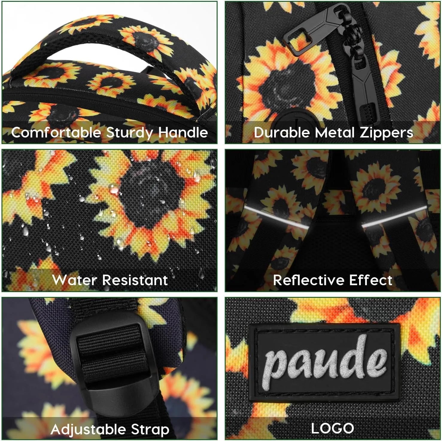 Paude Backpack Sunflower Printing,Cute Backpack Casual Bookbag with USB for High School College Students