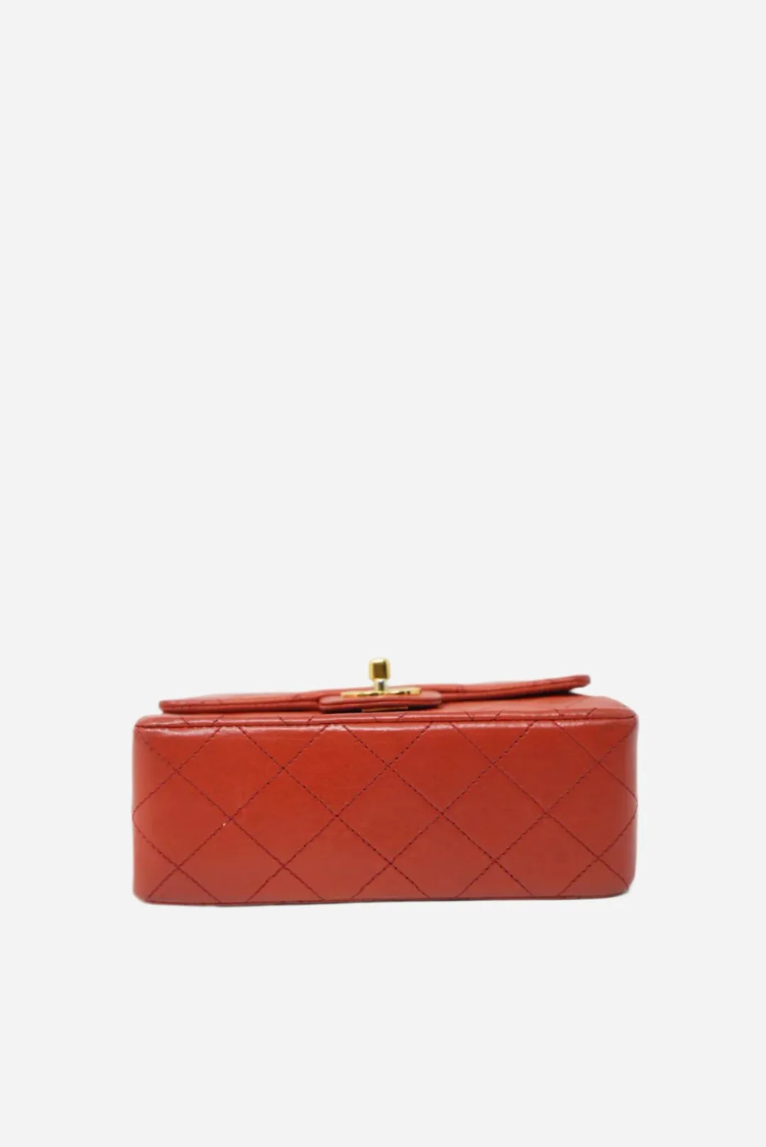 Pre-Owned CHANEL Red Lambskin Mini Square 1986-1988