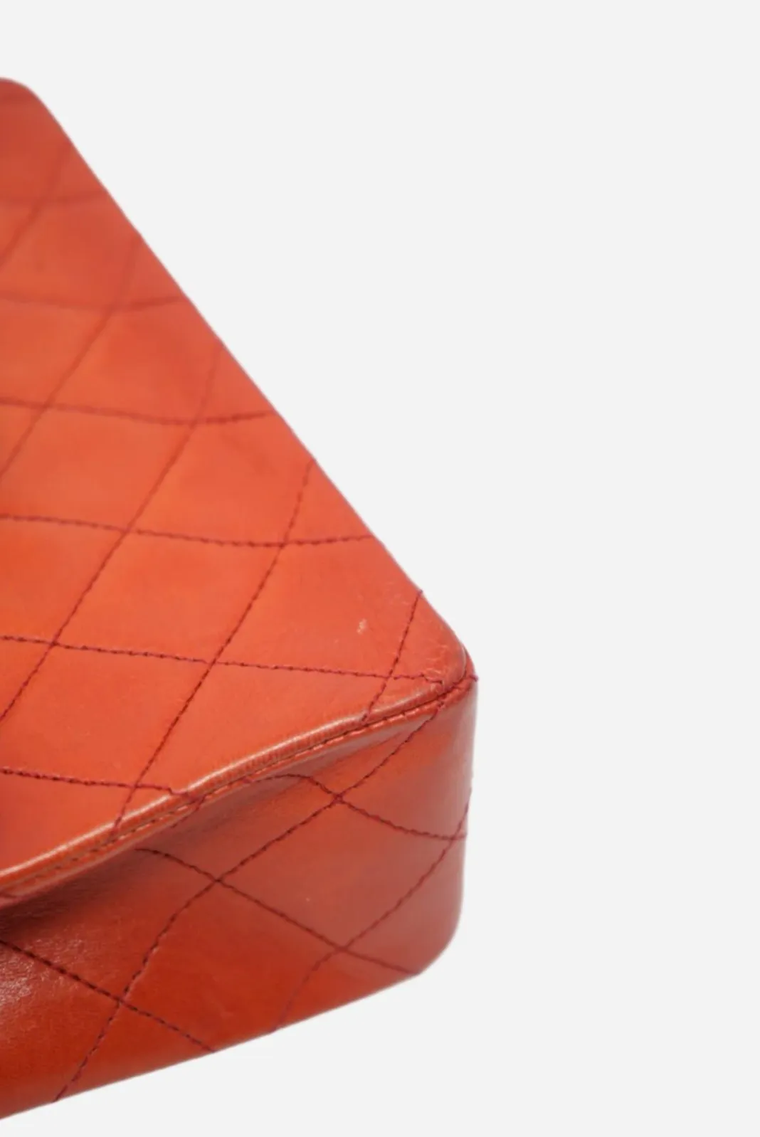 Pre-Owned CHANEL Red Lambskin Mini Square 1986-1988
