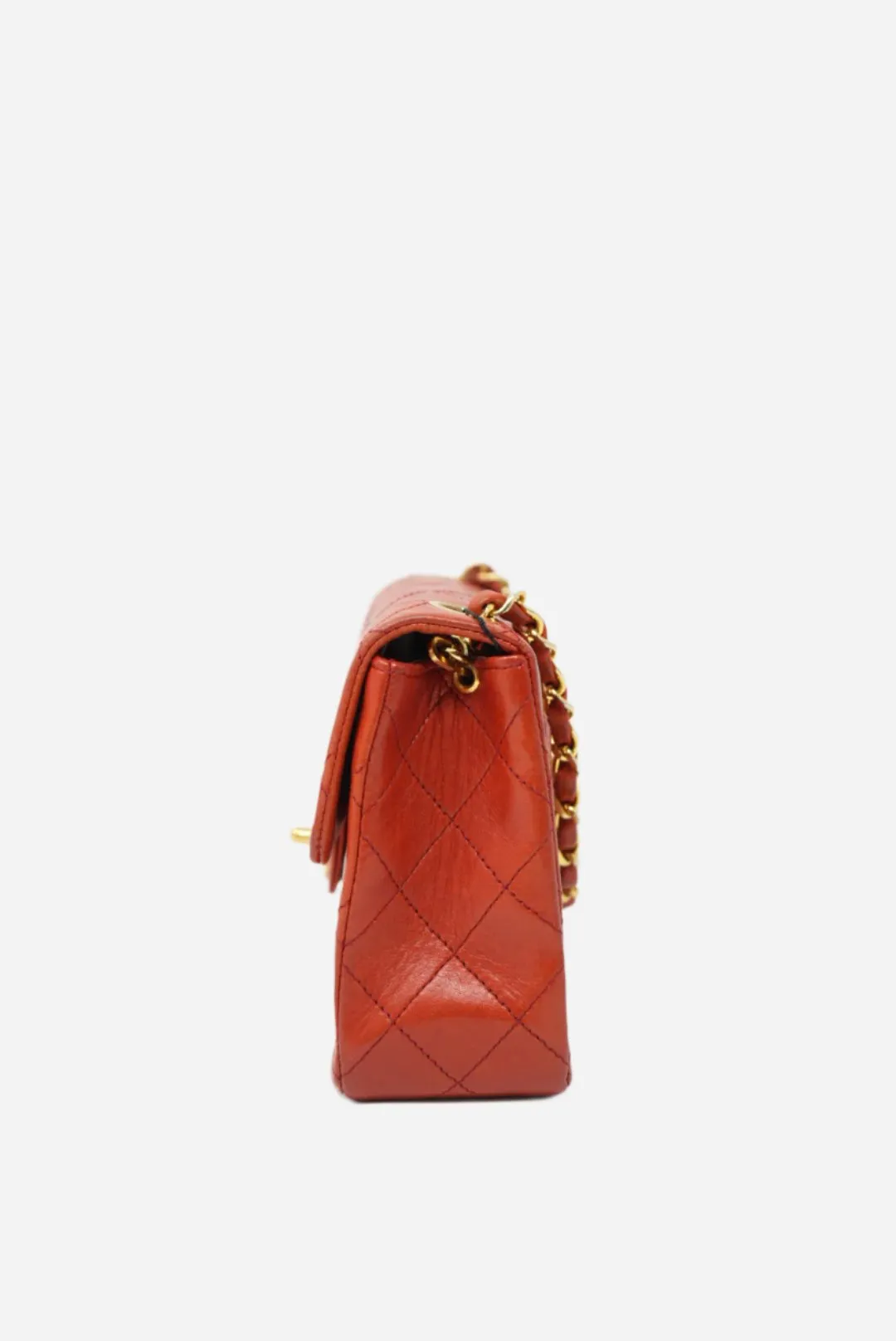 Pre-Owned CHANEL Red Lambskin Mini Square 1986-1988