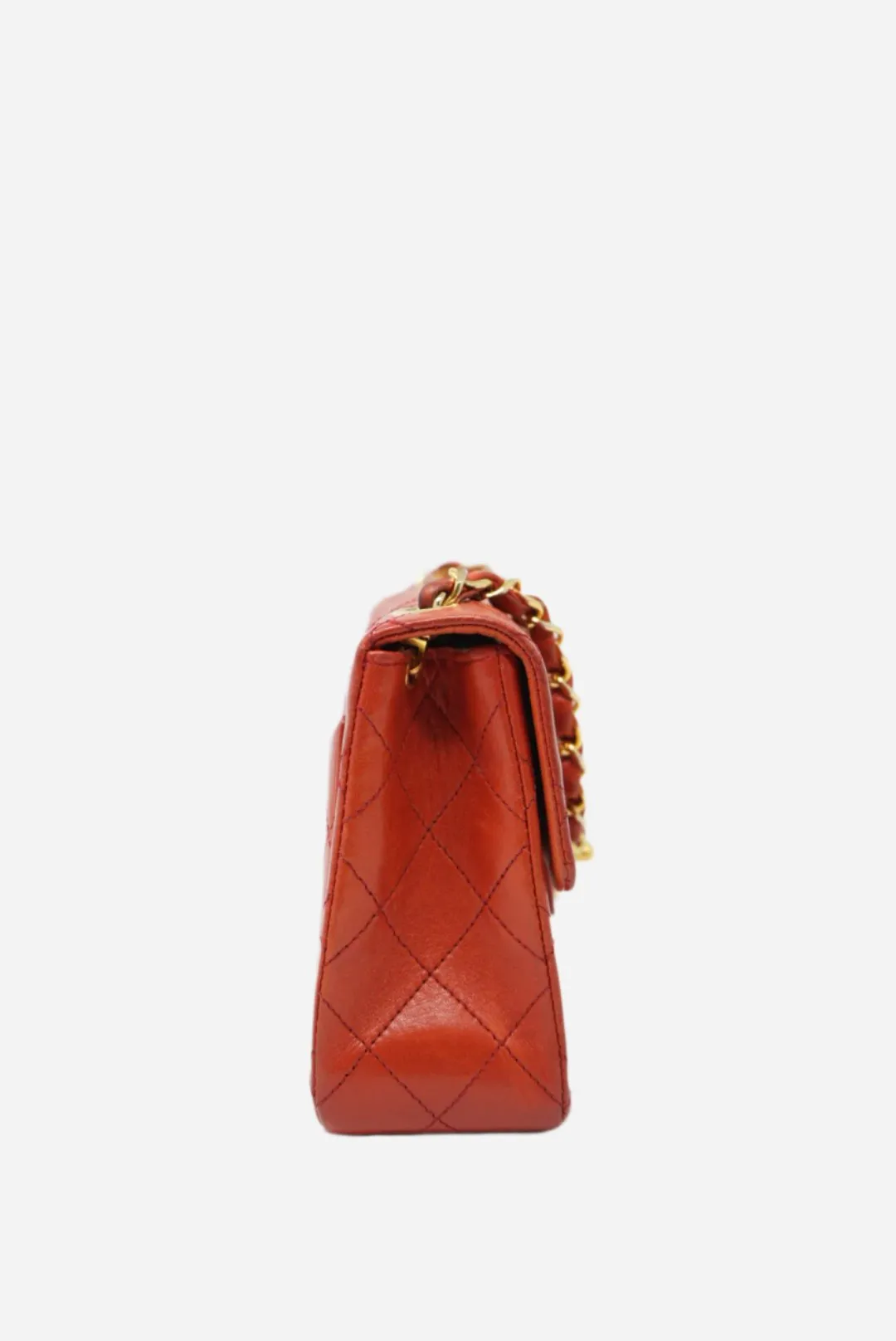 Pre-Owned CHANEL Red Lambskin Mini Square 1986-1988