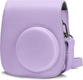 PU Leather Camera Case Compatible with Fujifilm Instax Mini 11 Instant Camera with Adjustable Strap and Pocket (Purple)