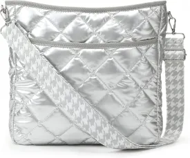 Quilted Crossbody & Puffer Shoulder Bag, Tote with Zipper - Fashion Cotton Quilted Ladies Handbag