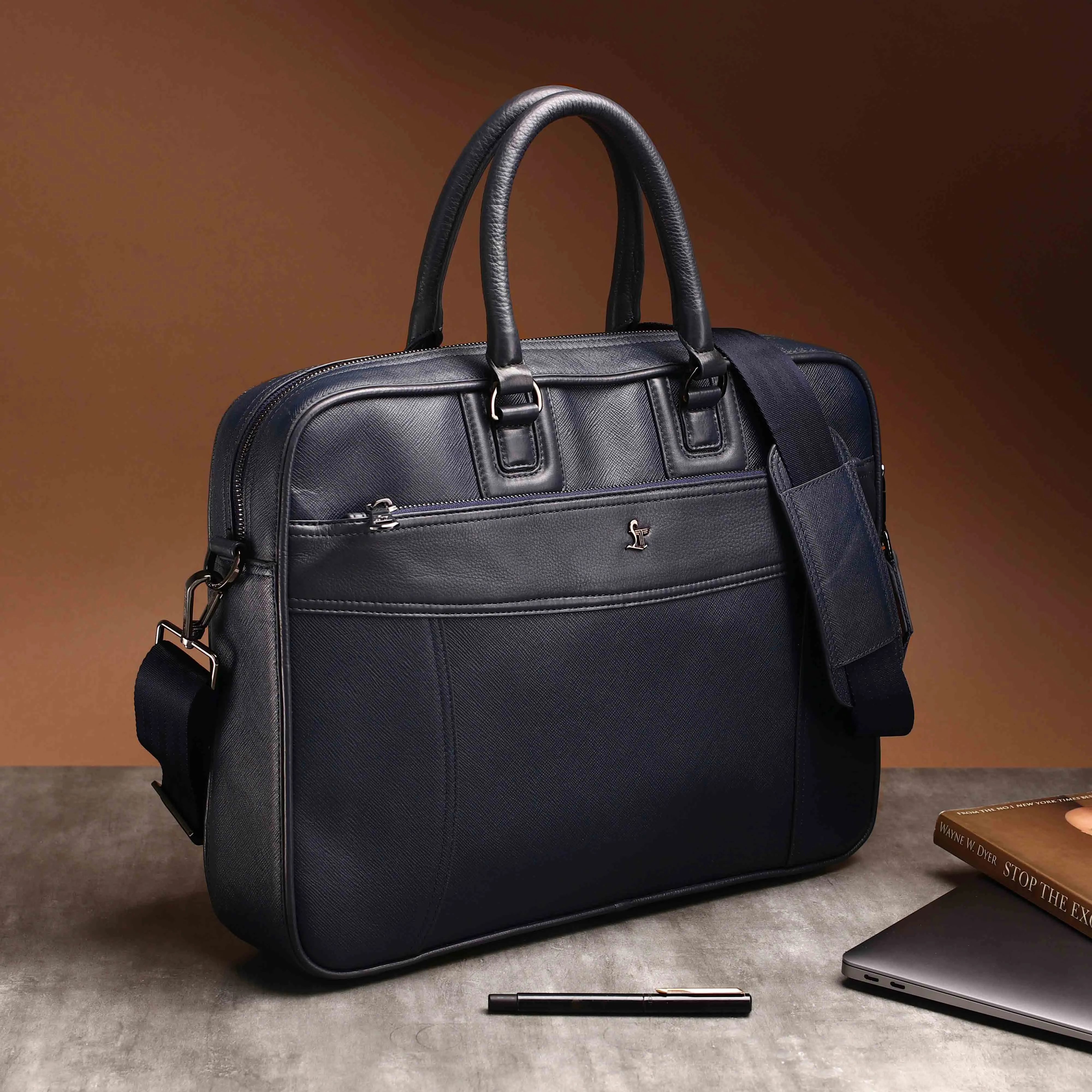 Ready to Ship Luxury Corporate Gift |  Smith Portfolio Laptop Bag | Luxury Genuine Leather Laptop Bag for Men