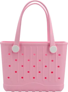 Rubber Tote Bag Small Beach Bag Waterproof Travel Bags Washable Tote Portable Open Handbag for Sports Beach Boat Outdoor