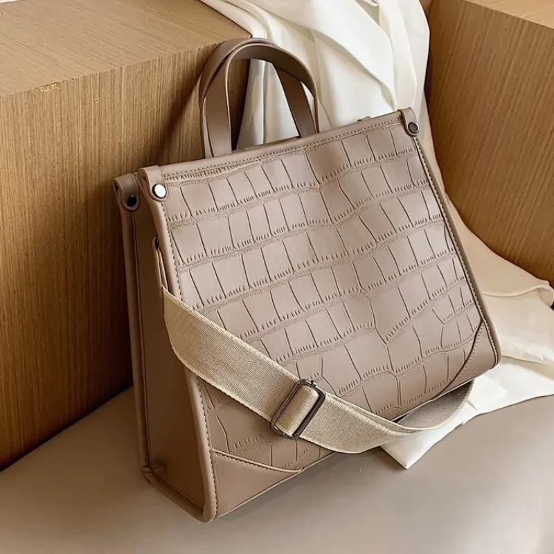 Simple Crocodile-inspired Texture Crossbody Handbags
