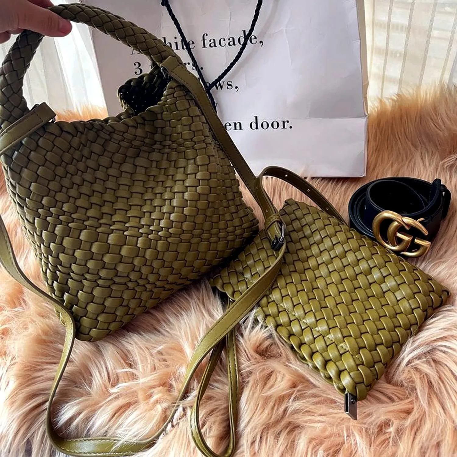 Small Woven Bags for Women Cute Hobo Tote Woven Handbag Mini Clutch Purse vegan leather Crossbody bags Shoulder Handmade Bag