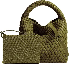 Small Woven Bags for Women Cute Hobo Tote Woven Handbag Mini Clutch Purse vegan leather Crossbody bags Shoulder Handmade Bag