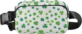 St Patrick's Day Green Seamless Shamrock Clover Lucky Four Leaves Adjustable Fanny Waist Pack Pouch, Waterproof Runners Sports Waist Pack Wallet for Sports Hiking Fitness Cycling Gym Women Men