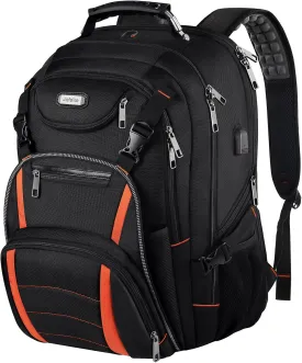 Travel Laptop Backpack,Extra Large 18.4'' Laptop Backpack,RFID Anti Theft,Back Chest Strap,TSA Friendly Men,Women Backpack USB Charging Port,Water Resistant College School Computer Bookbag Rugby Bag