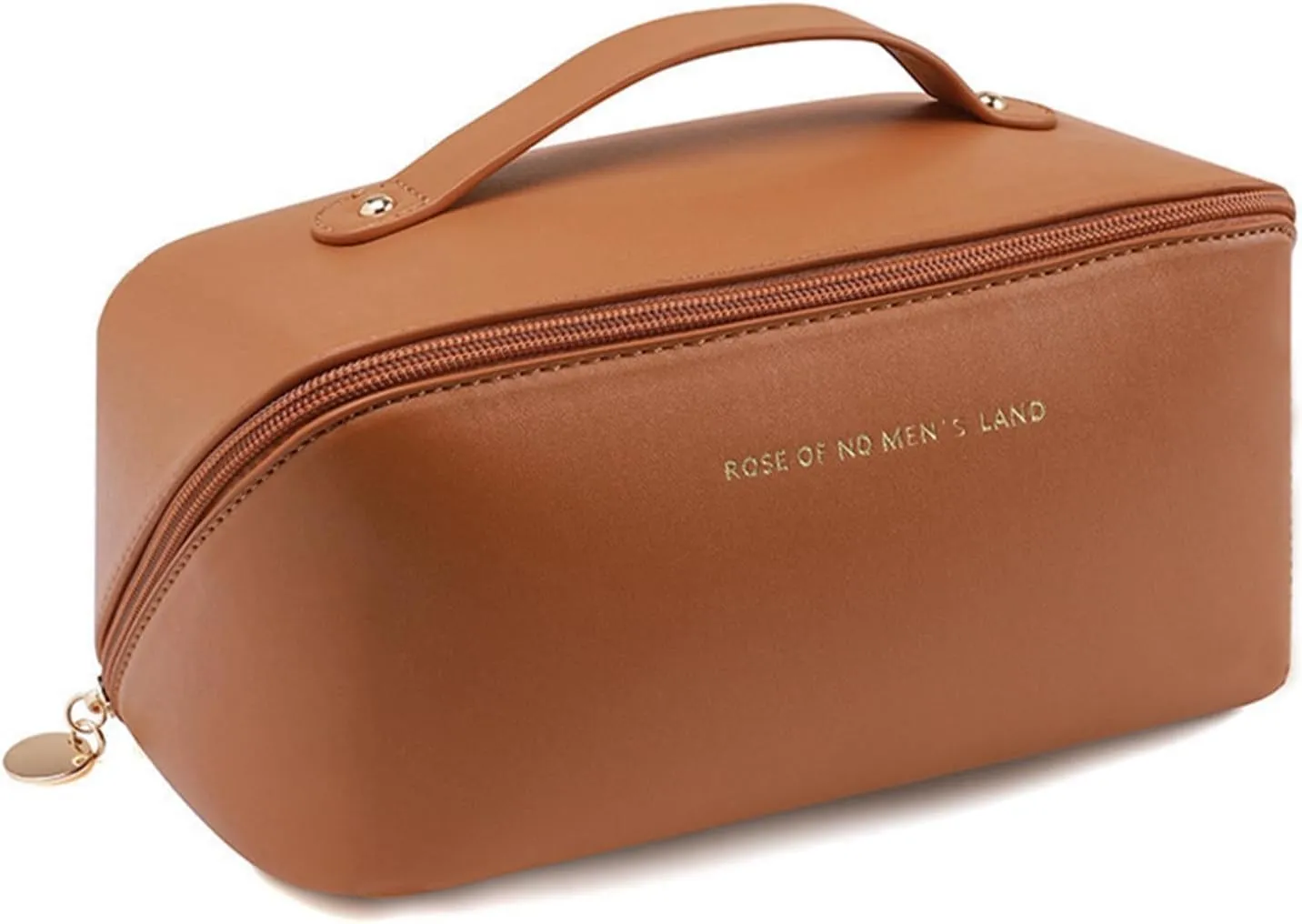 Travel Makeup Bag, Large Capacity Travel Cosmetic Bag for Women, Waterproof Portable Two-Way Zipper Toiletry Bag,Organizer Bag With Dividers and Handle (brown)