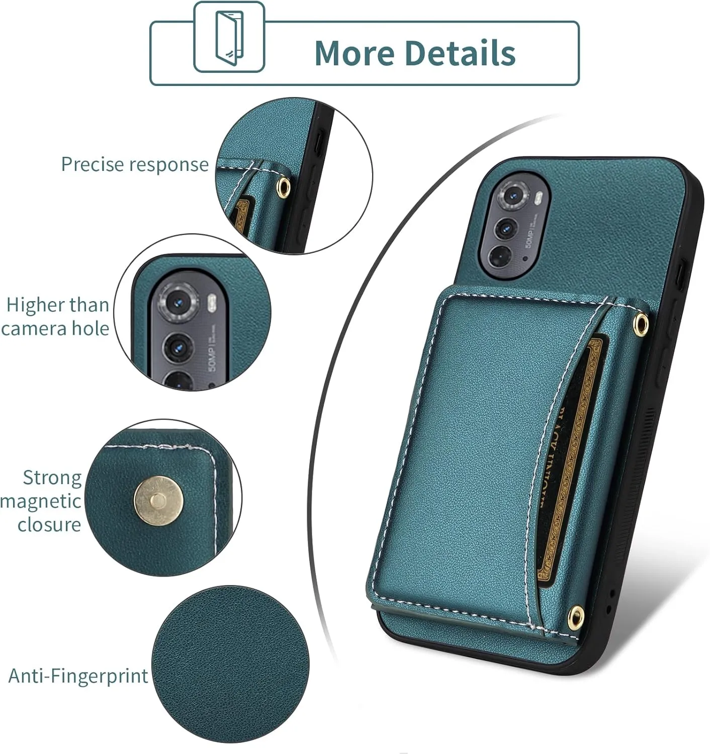 Wallet Case for Motorola Moto Edge 2022/MotoEdge 5G UW 2022 with Crossbody Strap Premium PU Leather Card Holder Shockproof Heavy Duty Cell Phone Cover for Gen 3 XT2205-1 XT2205-2 6.6 Green