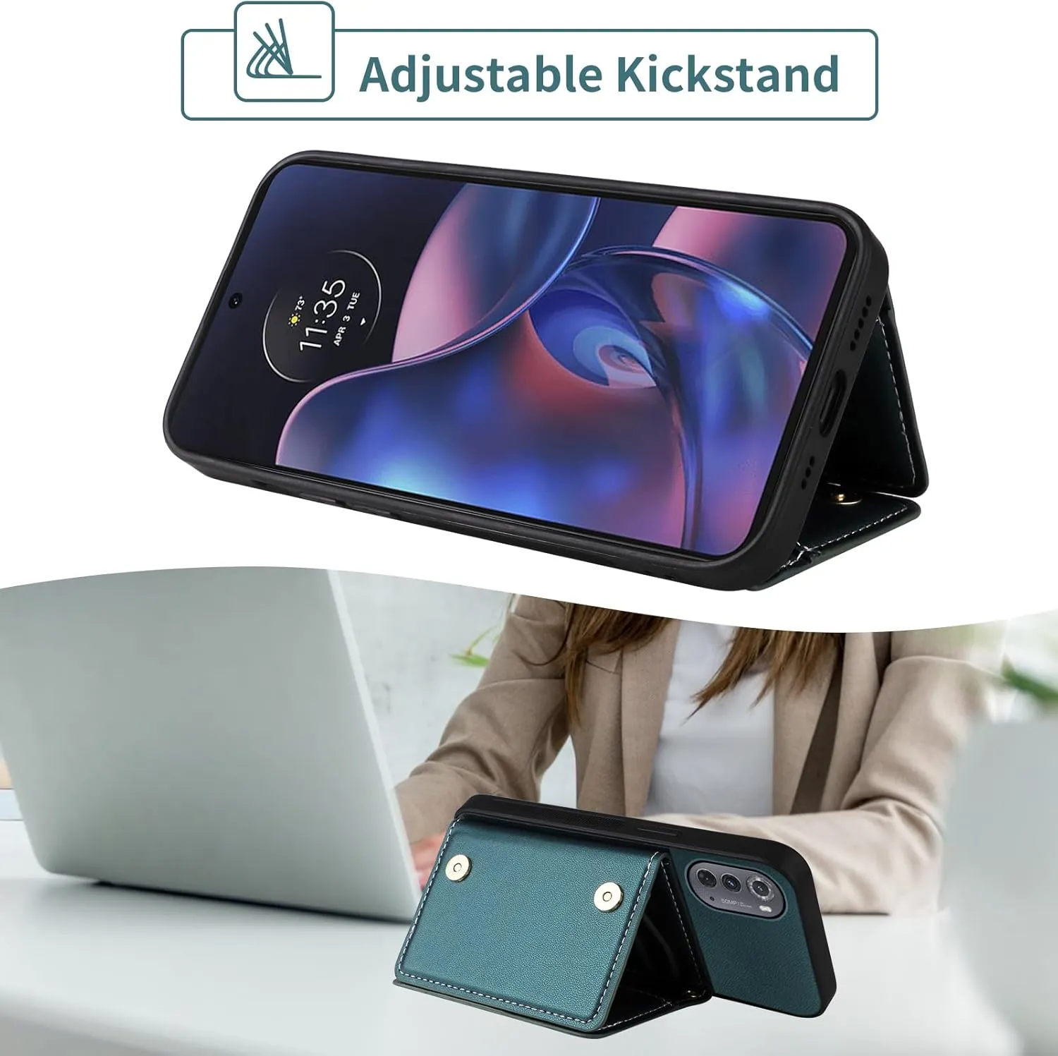 Wallet Case for Motorola Moto Edge 2022/MotoEdge 5G UW 2022 with Crossbody Strap Premium PU Leather Card Holder Shockproof Heavy Duty Cell Phone Cover for Gen 3 XT2205-1 XT2205-2 6.6 Green