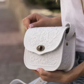 White Leather Purse Handcrafted