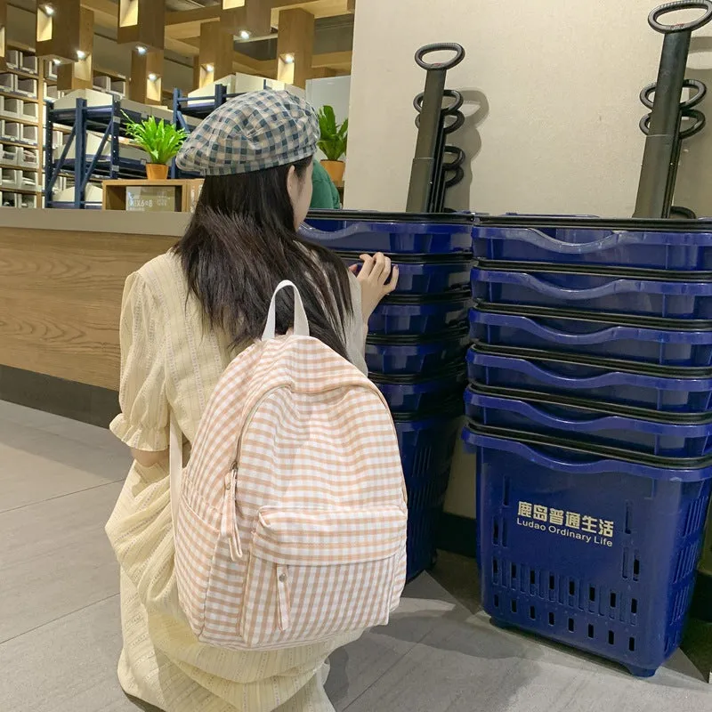 Wholesale Nylon Simple Checked Casual Backpacks