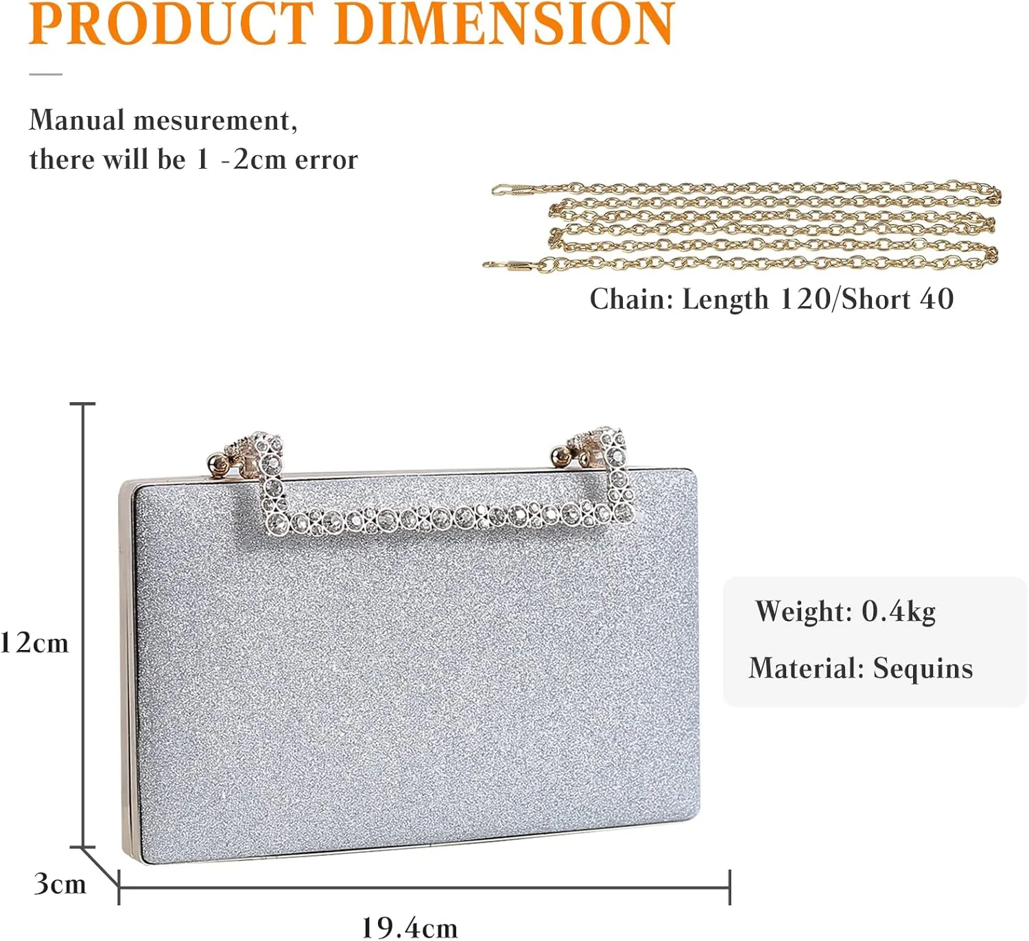 Women Clutch Purse Glitter Evening Bag Sequins Clutch Bag Sparkly Handbag Bridal Wedding Purse
