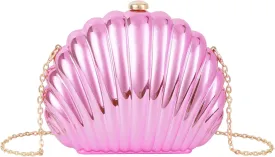 Women Seashell Evening Bag Purse Mermaid Chain Strap Clutch Handbag Shoulder Bag
