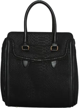 Womens Fashion Neverland Tote Structure Shoulder Handbag - Black