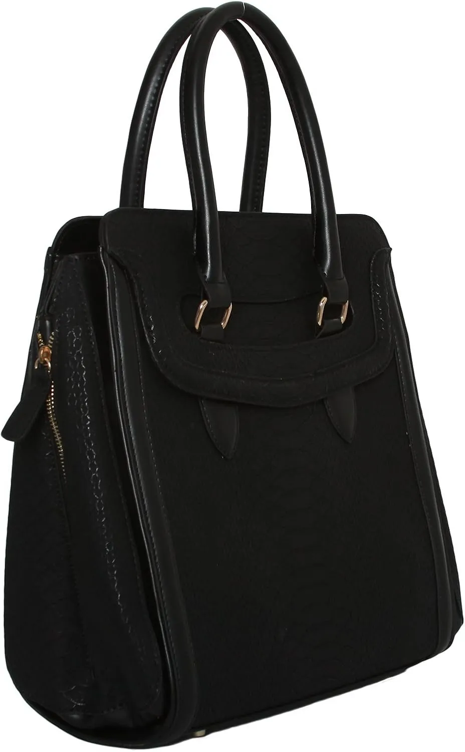 Womens Fashion Neverland Tote Structure Shoulder Handbag - Black