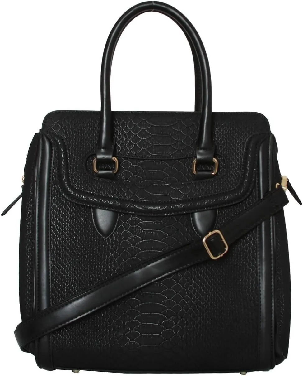 Womens Fashion Neverland Tote Structure Shoulder Handbag - Black