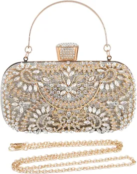 Womens Rhinestone Evening Bag Sparkly Sequin Glitter Handbag Crystal Clutch Bag Bridal Wedding Purse Banquet Bag