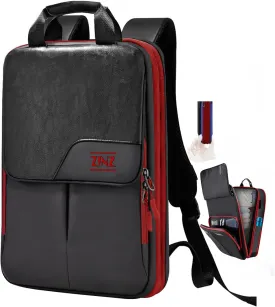 ZINZ Slim & Expandable Laptop Backpack 15.6 16 17 inch Travel Business Backpack Water-Resistant Daypack for Men and WomenBlack red